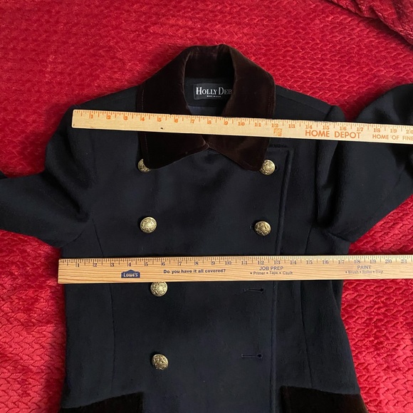 Holly Deb Vintage WOOL Blend Women Coat Black Double Breasted in Military Style - Picture 6 of 16